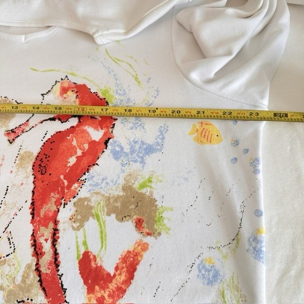 Alia V-Neck 2XL Blouse Shirt White w/Seahorse Sealife Coral Reef Ocean Casual - Picture 11 of 16